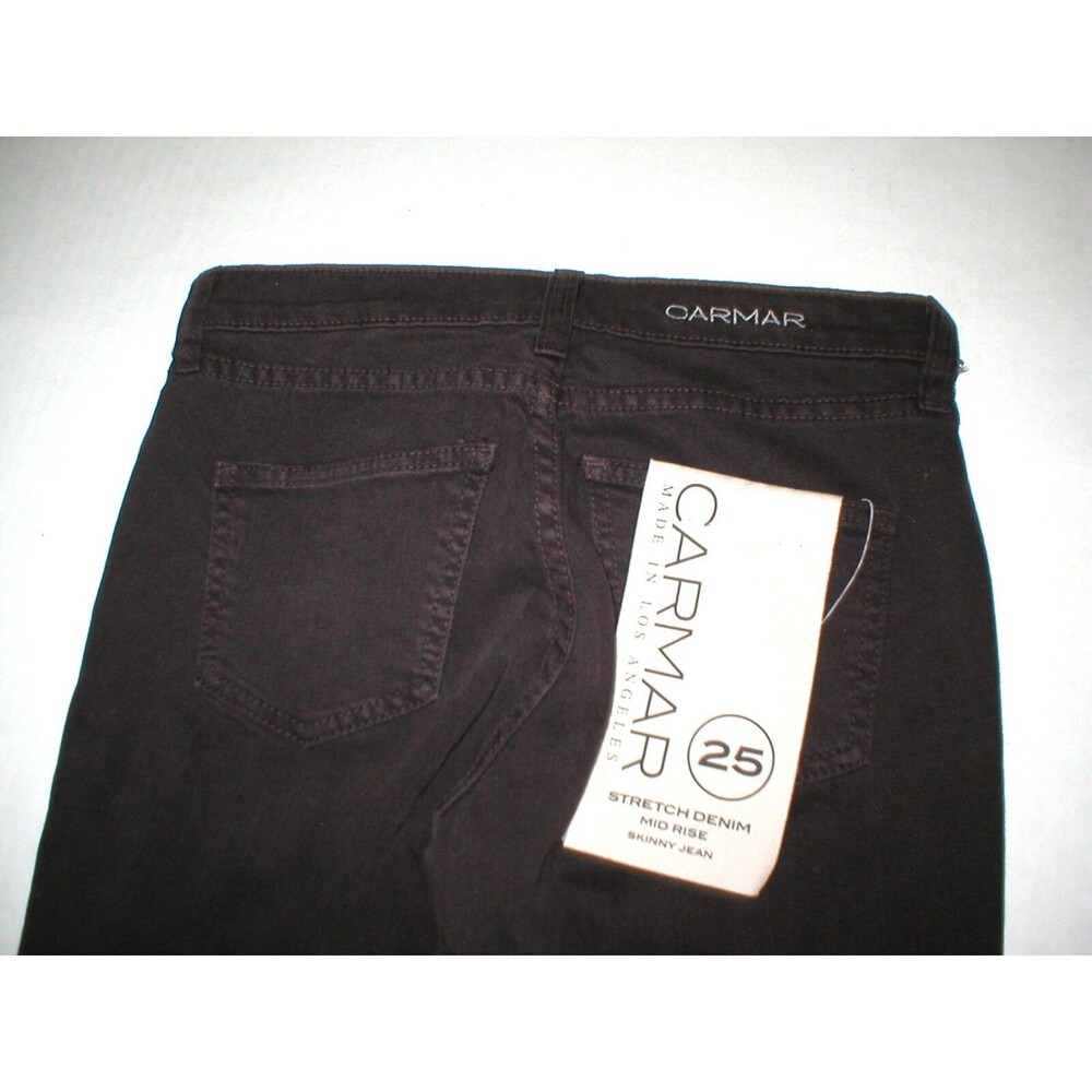 New NWT $216 Designer Carmar Skinny Destroyed Knee Brown Jeans Womens 25 USA